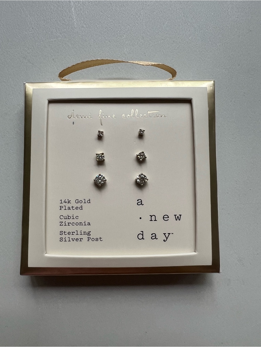 a new day Clear Cubic Zirconia Stud Earring Trio - Gold-Plated